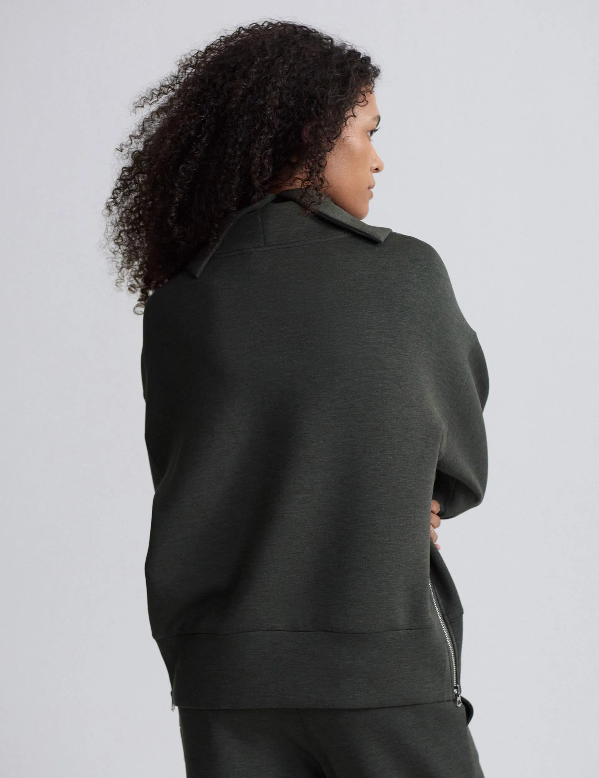 Priya Longline Sweat - Olive Marl