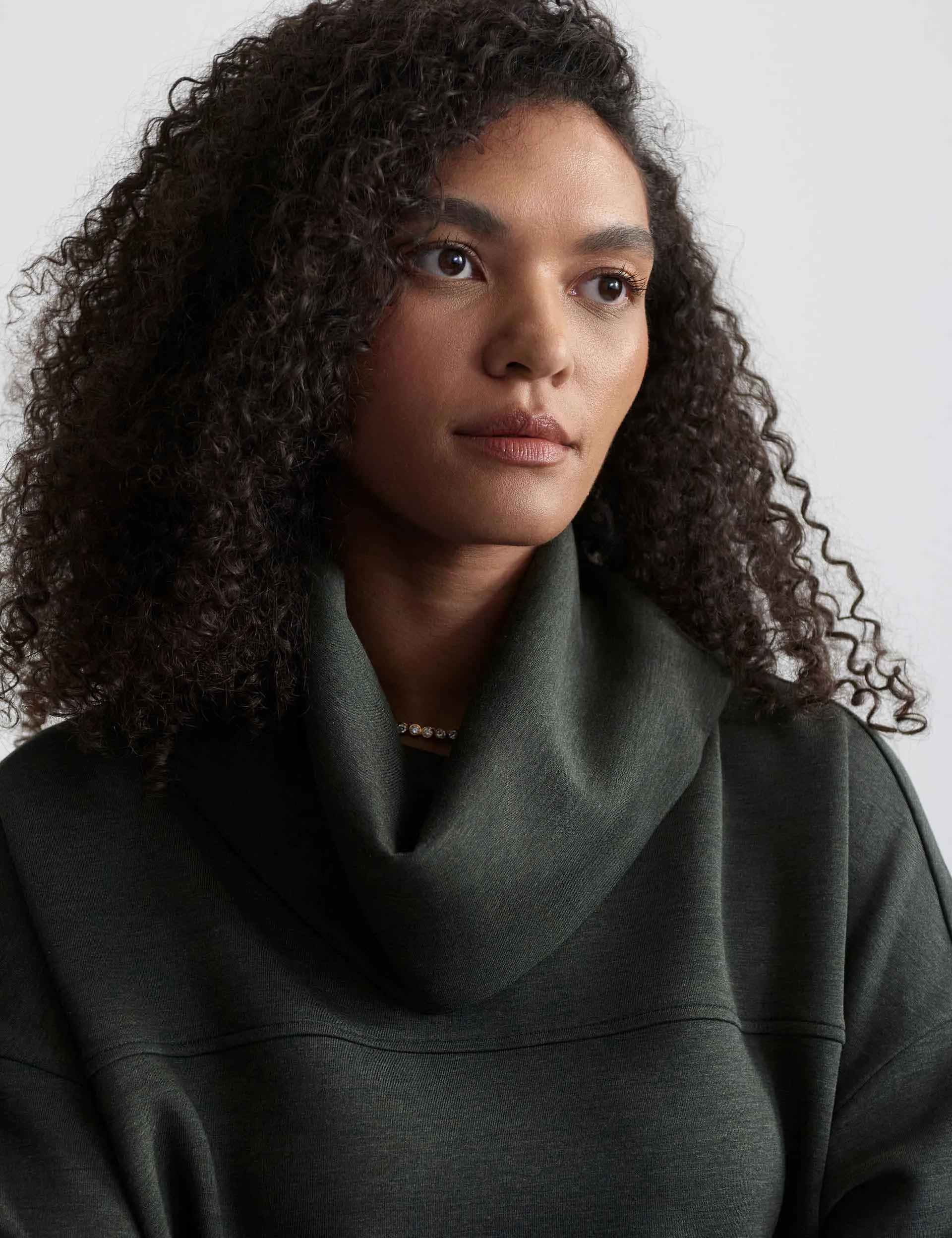 Priya Longline Sweat - Olive Marl
