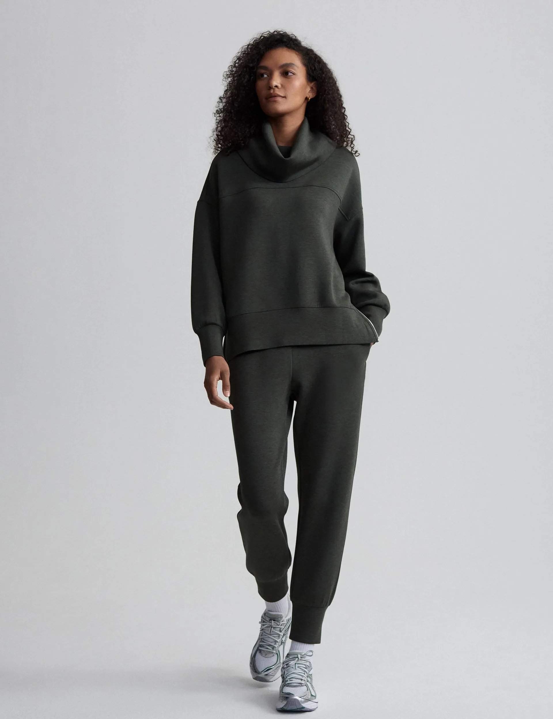 Priya Longline Sweat - Olive Marl