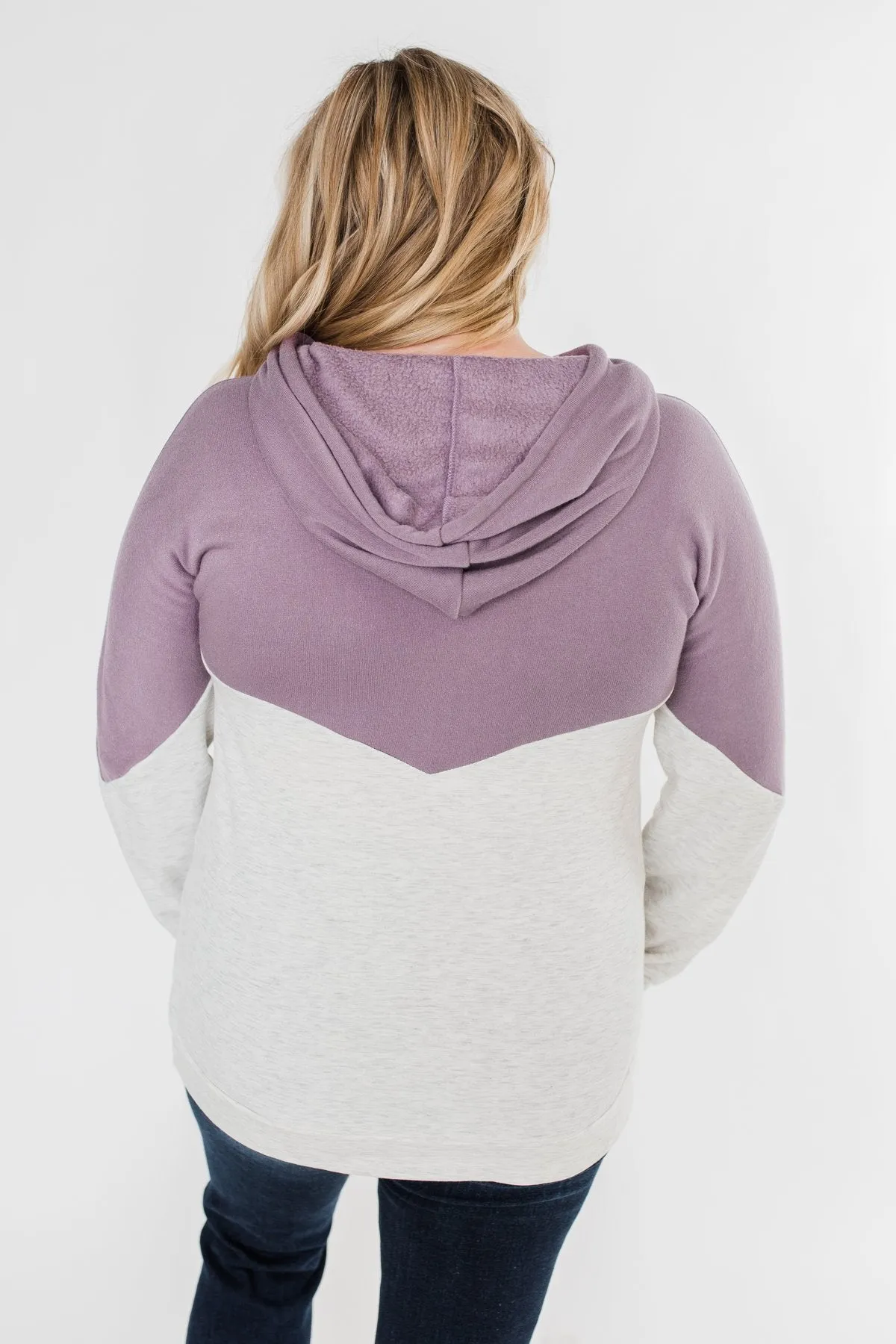 Promise Me Color Block Hoodie- Heather Grey & Lilac