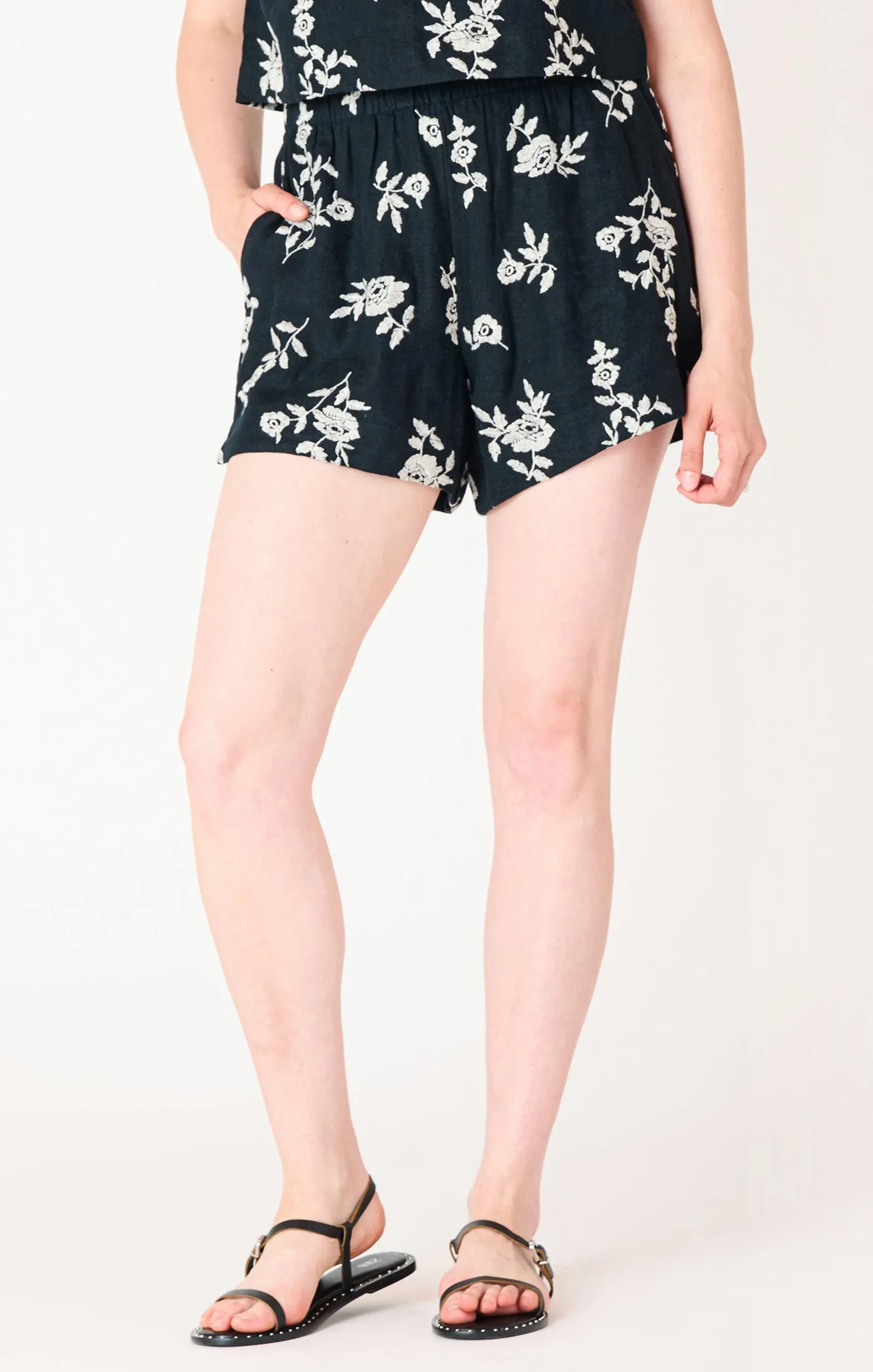 Pull On Embroidered Shorts
