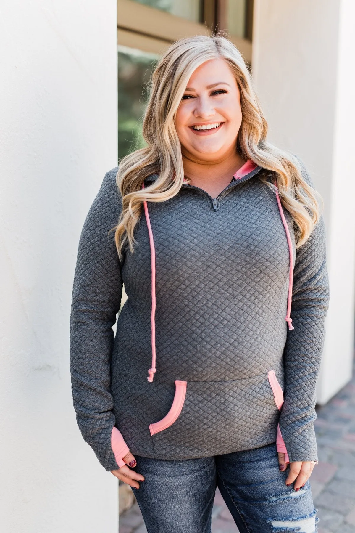 Pulse Exclusive Quarter Zip Quilted Pullover- Charcoal