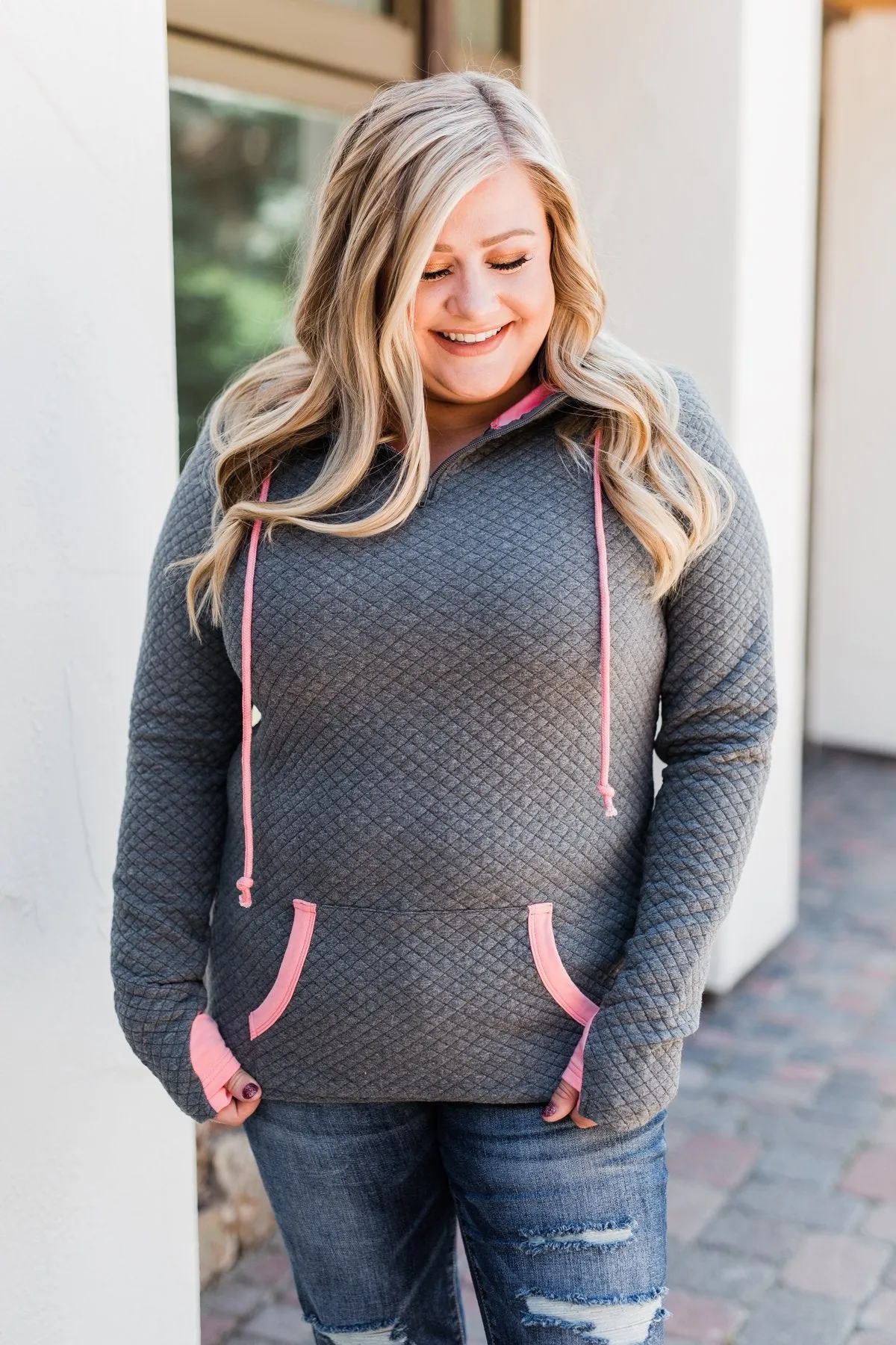 Pulse Exclusive Quarter Zip Quilted Pullover- Charcoal