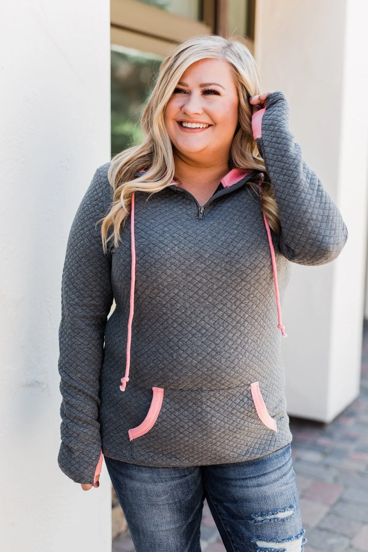 Pulse Exclusive Quarter Zip Quilted Pullover- Charcoal