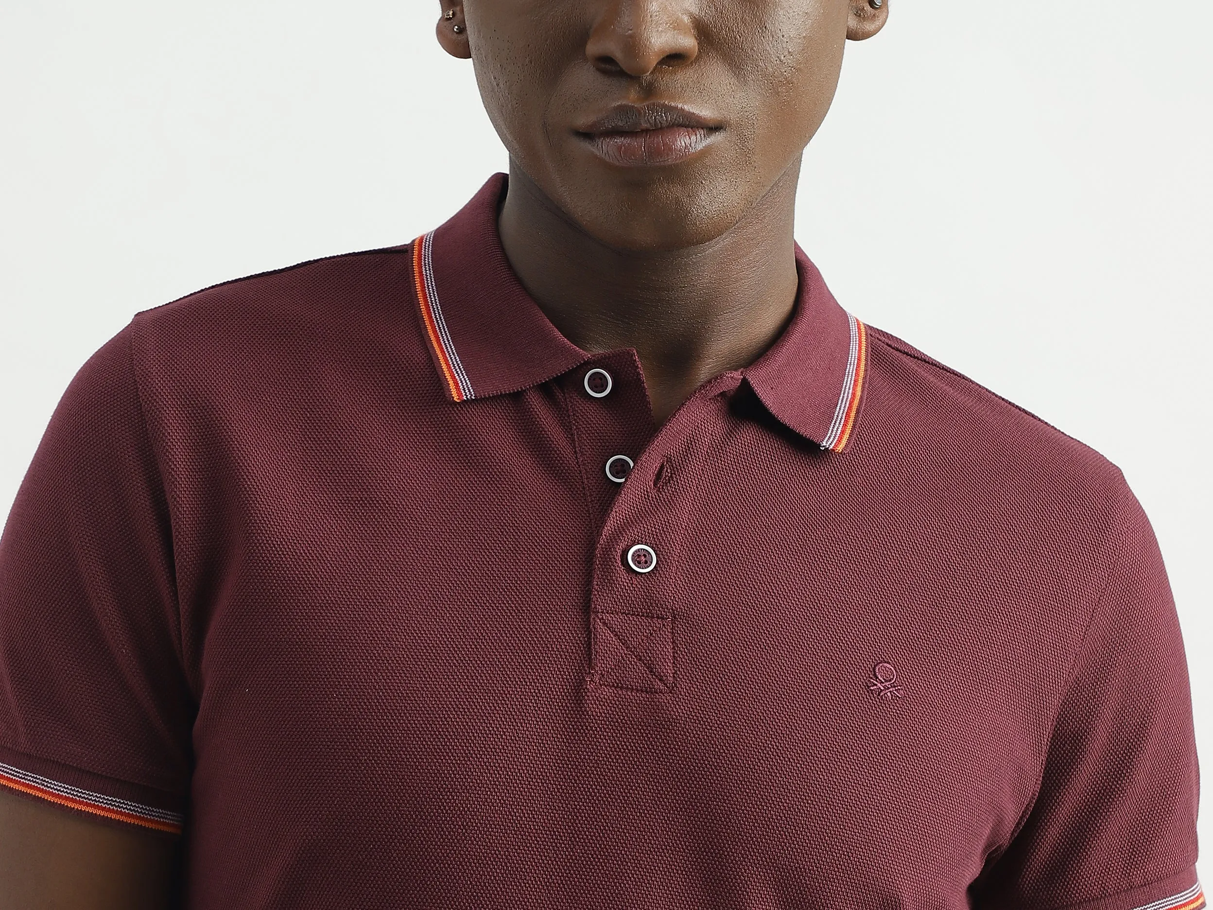 Pure Cotton Textured Short Sleeve Polo Shirt