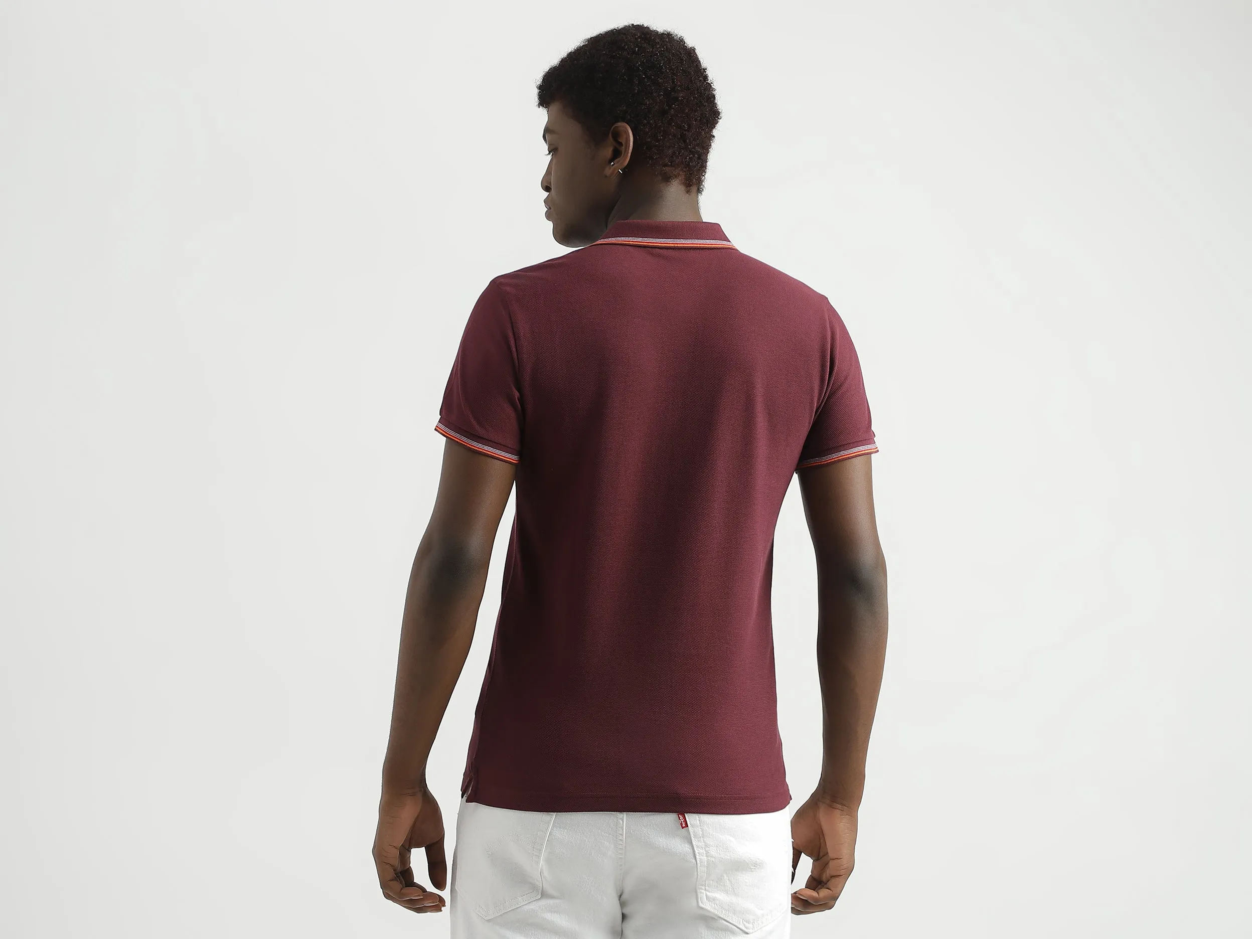 Pure Cotton Textured Short Sleeve Polo Shirt