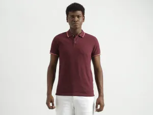 Pure Cotton Textured Short Sleeve Polo Shirt