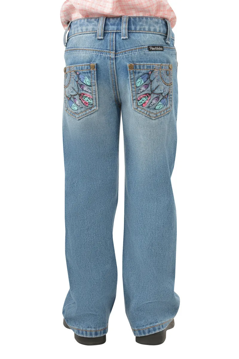 Pure Western Girls (Kids) Sunny Boot Cut Jean - Faded Blue