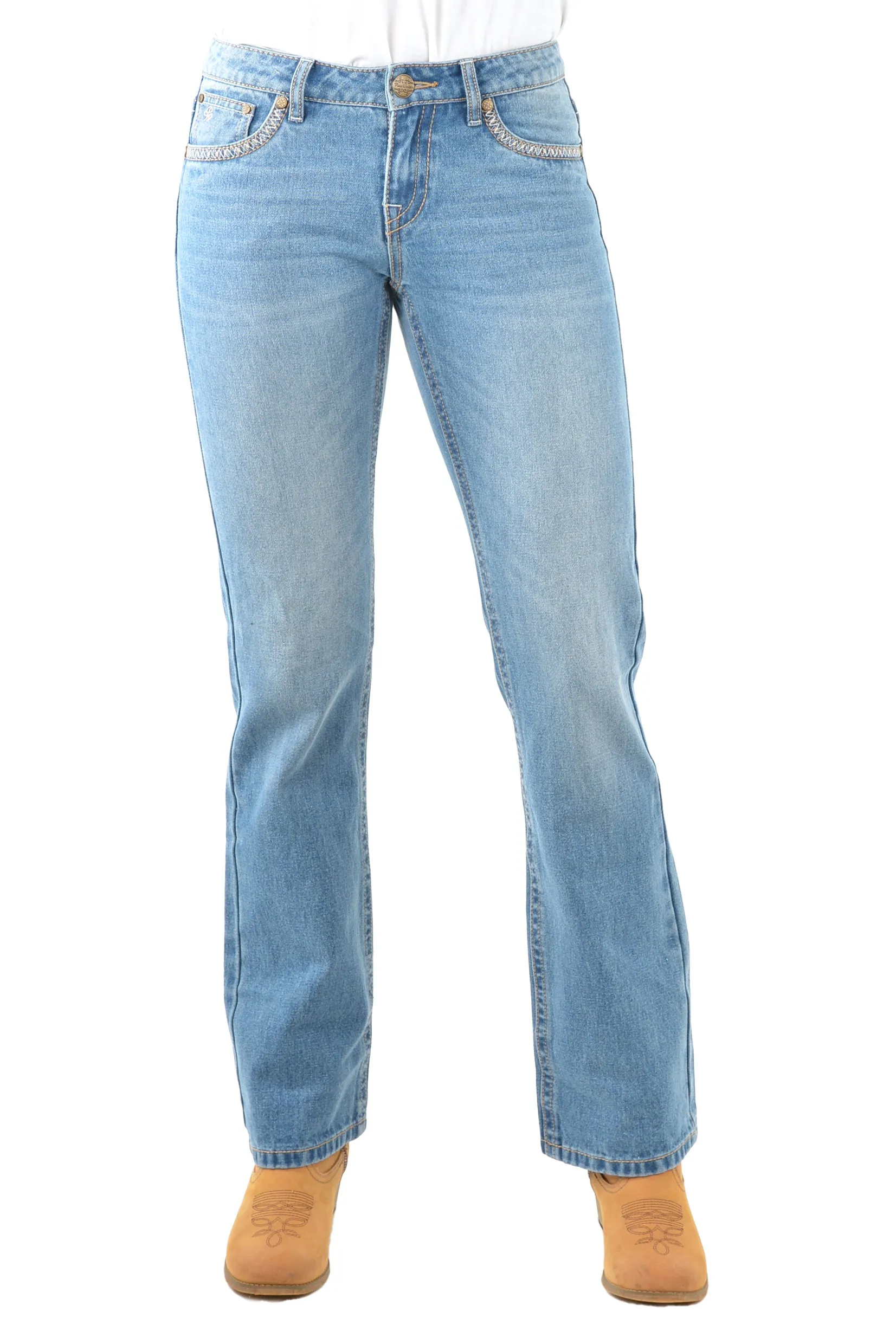 Pure Western Sunny Boot Cut Ladies Jeans Faded Blue