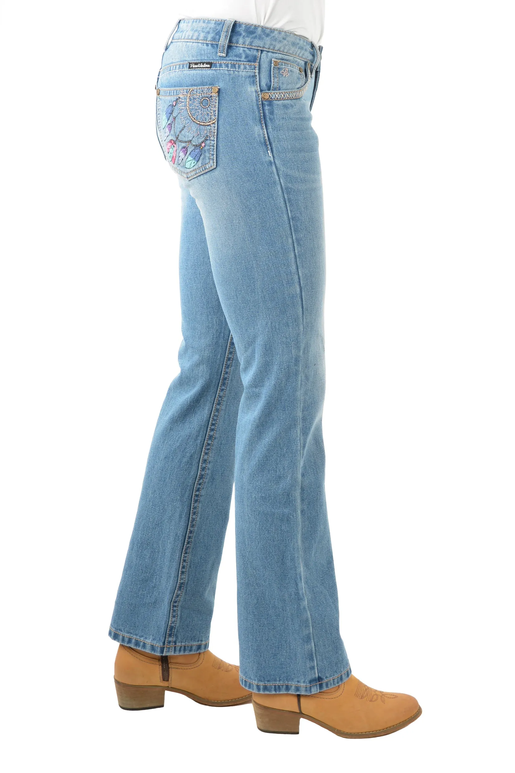 Pure Western Sunny Boot Cut Ladies Jeans Faded Blue