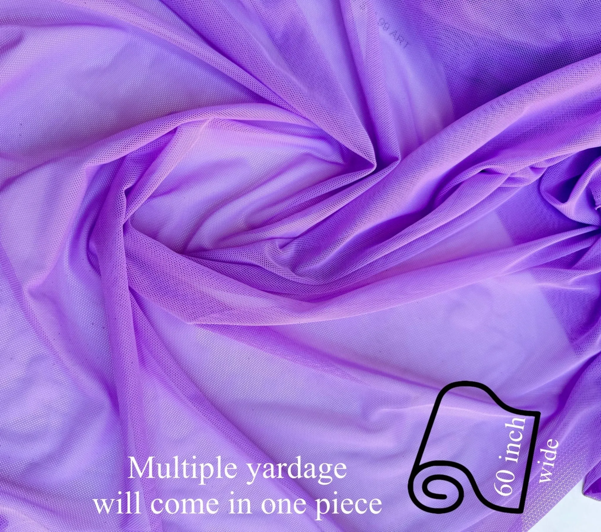 Purple 4-Way Stretch Power Mesh Fabric by Yard, Luxury Sheer Soft for Bridal, Yoga Wear, Dresses, Lingerie, Activewear Event Decoration