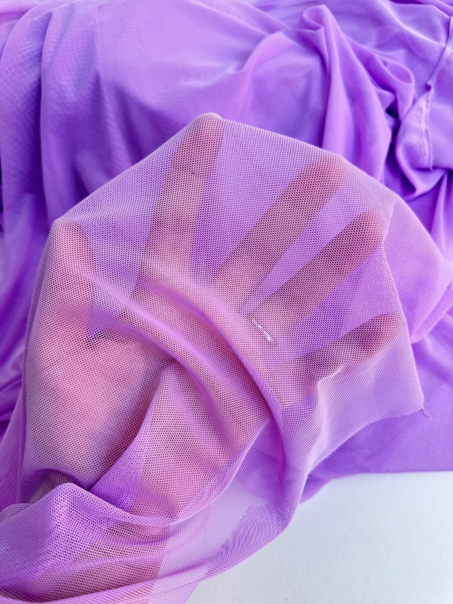 Purple 4-Way Stretch Power Mesh Fabric by Yard, Luxury Sheer Soft for Bridal, Yoga Wear, Dresses, Lingerie, Activewear Event Decoration