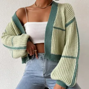 Radiant Reverie Knit Balloon Sleeve Open Front Cardigan