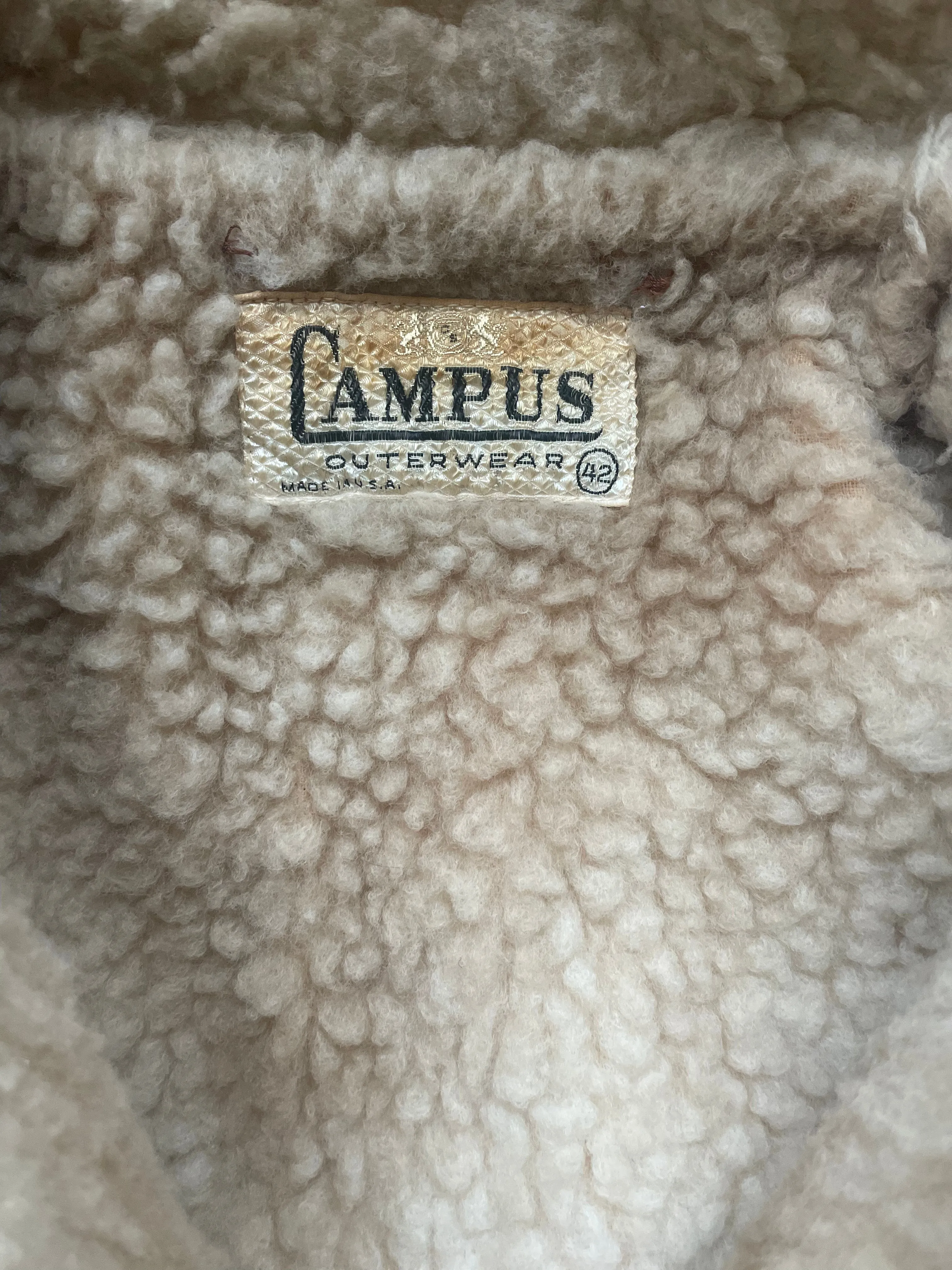 Rare 1960s Plush Faux Cow Print Sherpa Lined Campus Outerwear Jacket
