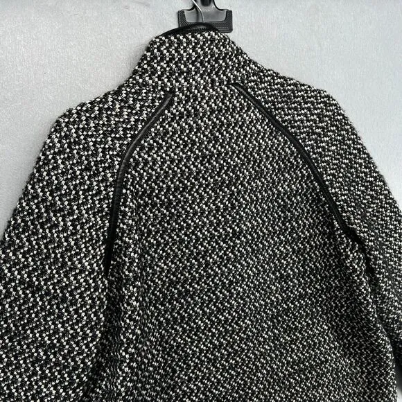 Rebecca‎ Taylor Coat Womens 10 Black White Lambskin Leather Trim Tweed Moto $495