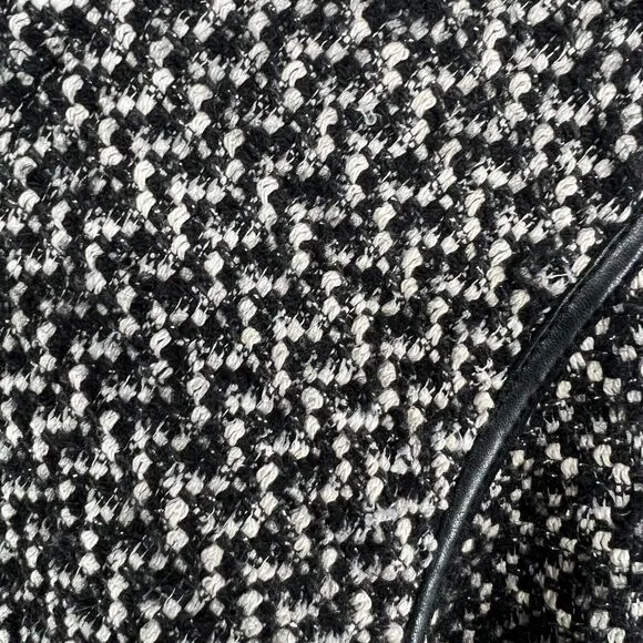 Rebecca‎ Taylor Coat Womens 10 Black White Lambskin Leather Trim Tweed Moto $495