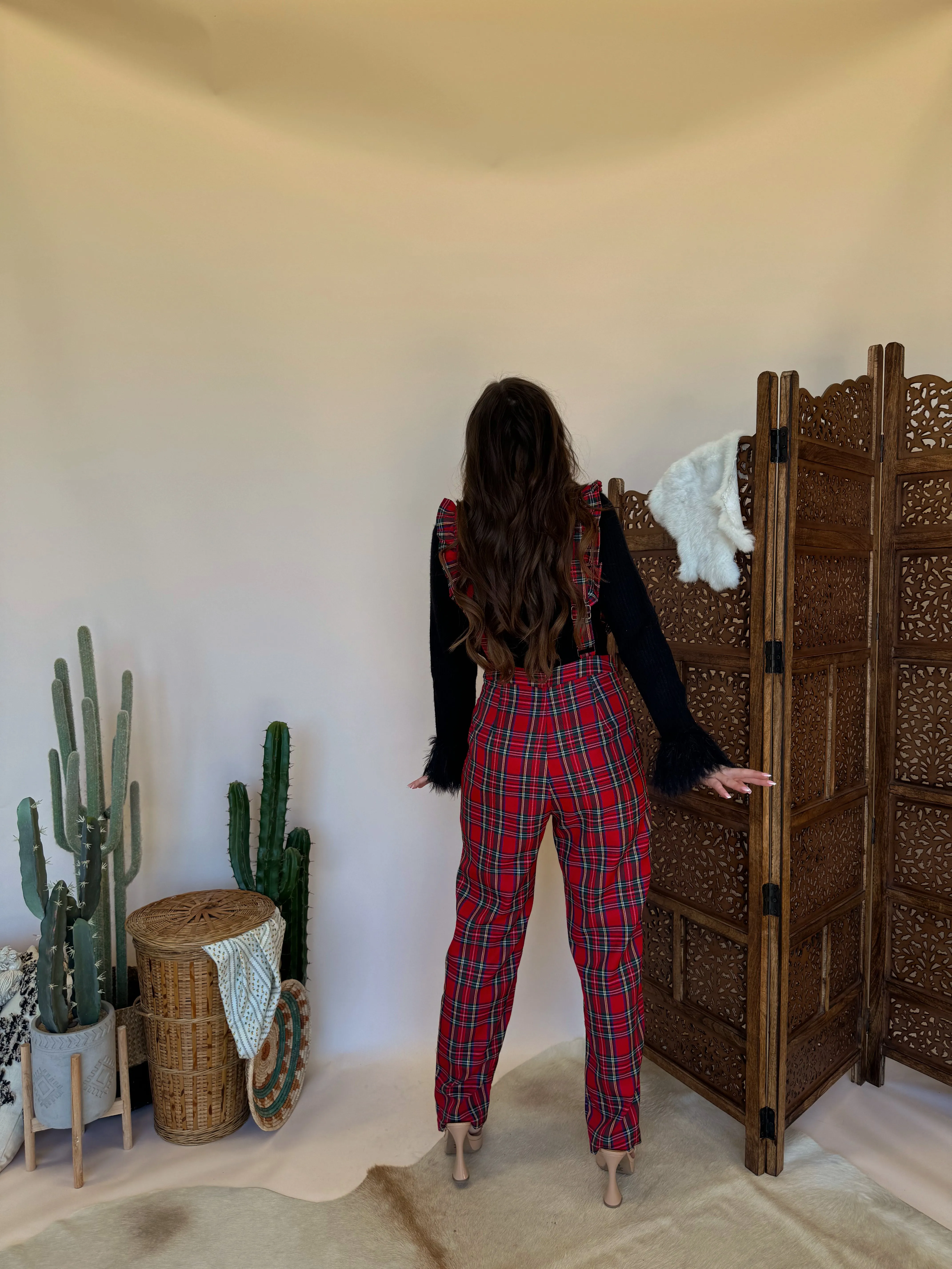 Red Plaid Jumpsuit