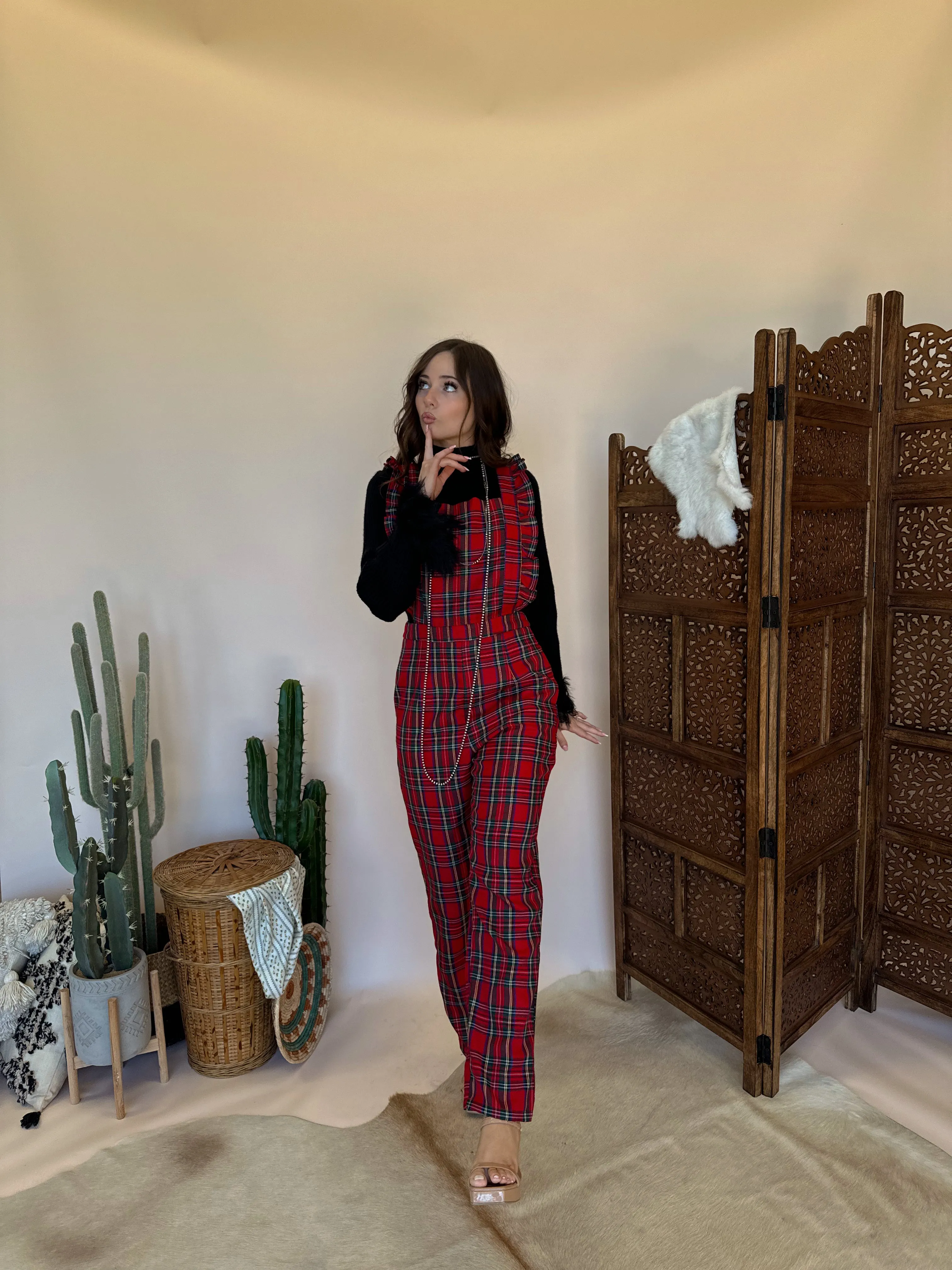Red Plaid Jumpsuit