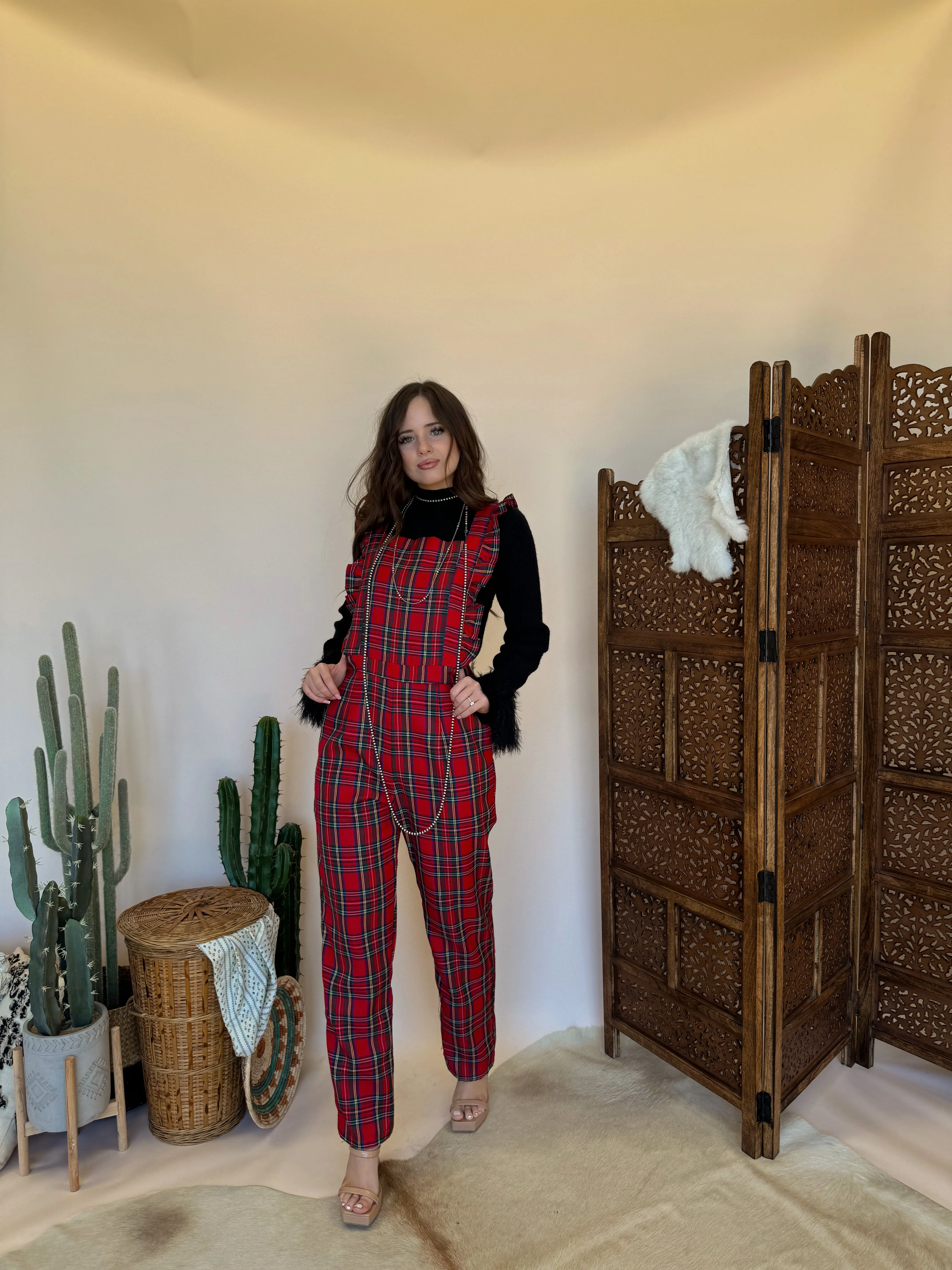 Red Plaid Jumpsuit