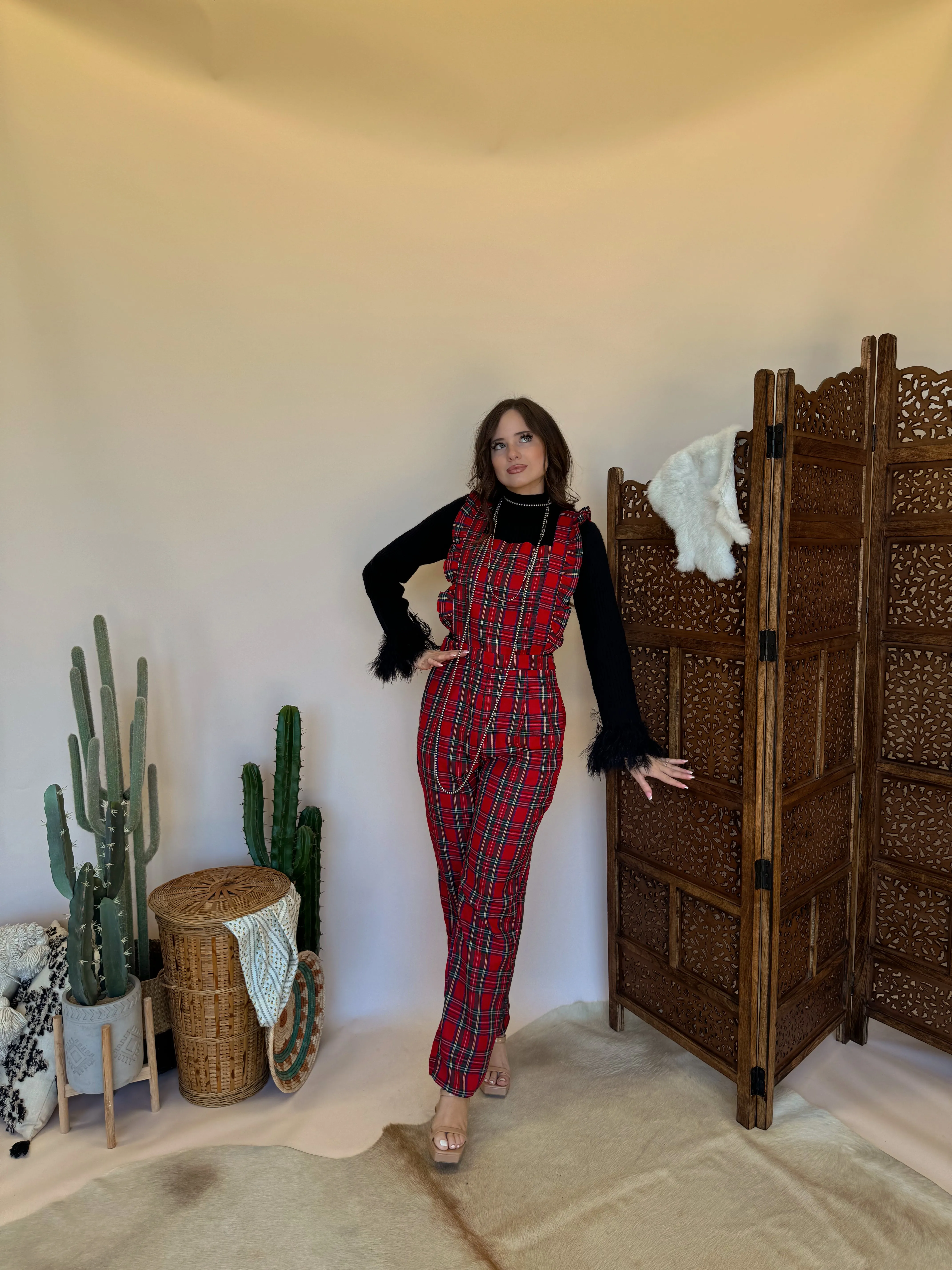 Red Plaid Jumpsuit