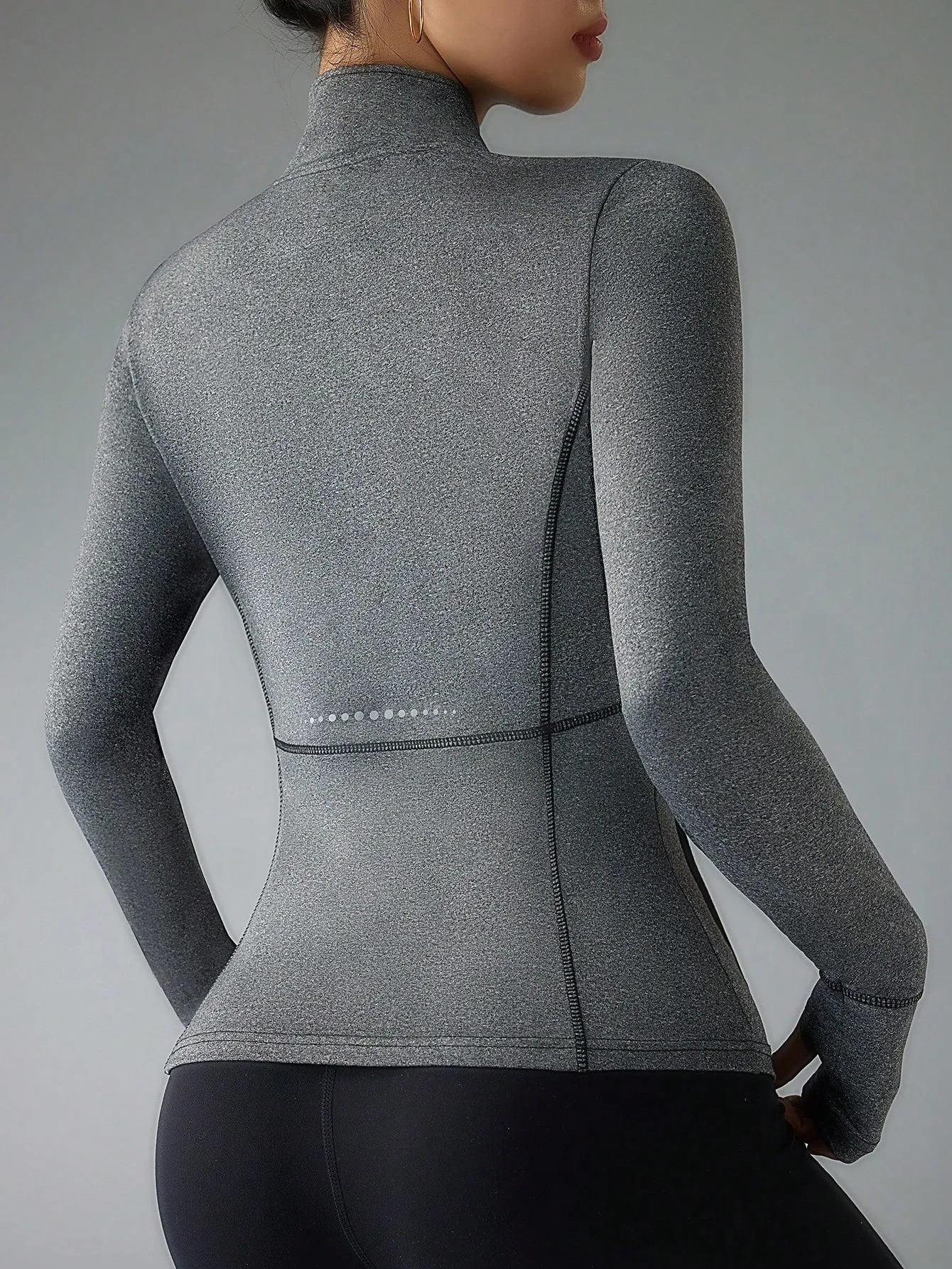Reflective Print Stand Collar Sports Sweatshirt – Fitted, Stylish & Performance-Ready