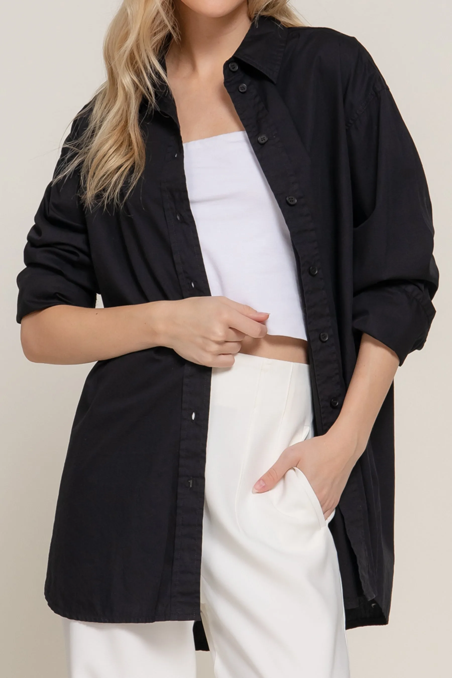 Relaxed Cotton Shirt Long Sleeve Soft and Breathable Poplin Fabric JBU02158 $12Each