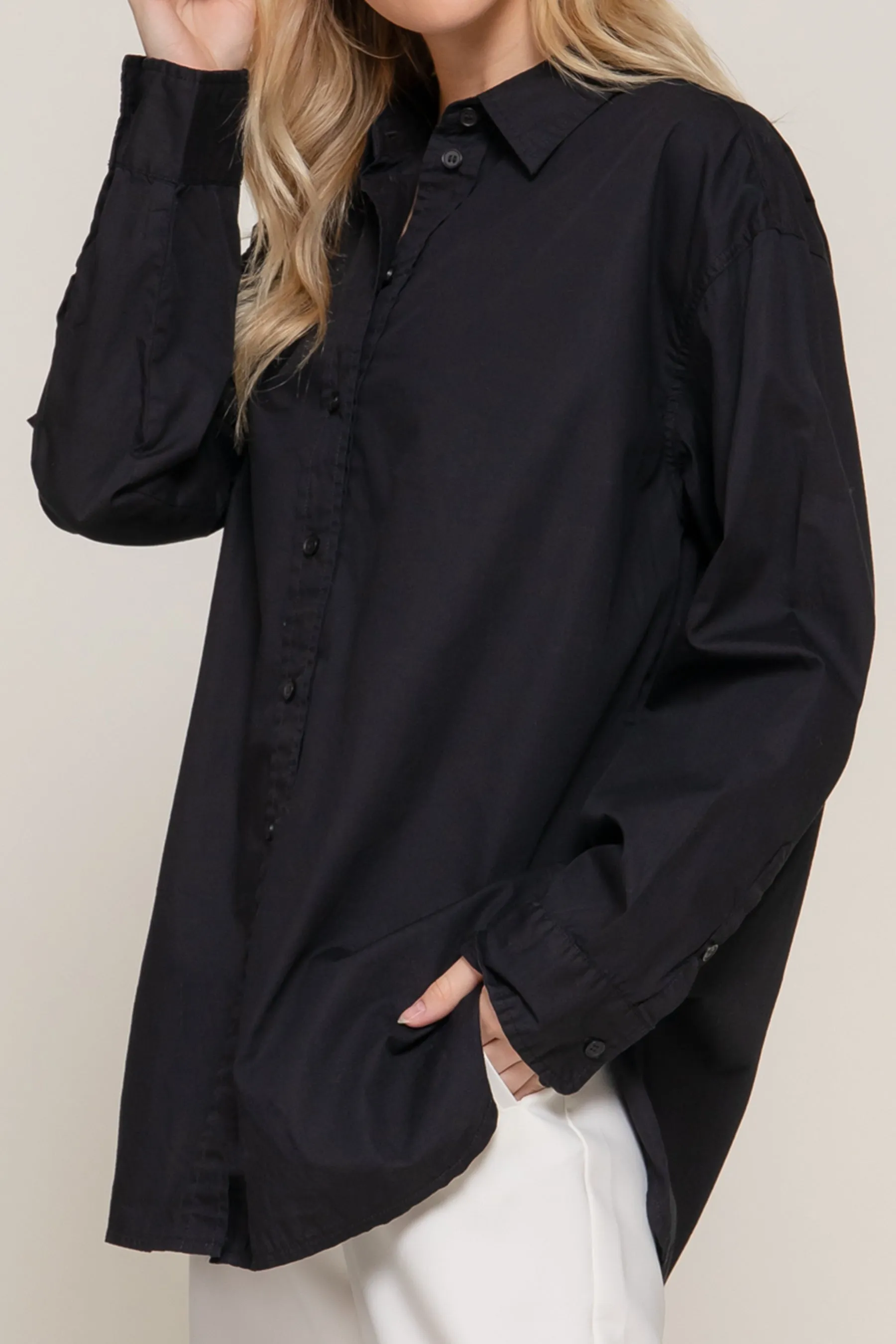 Relaxed Cotton Shirt Long Sleeve Soft and Breathable Poplin Fabric JBU02158 $12Each