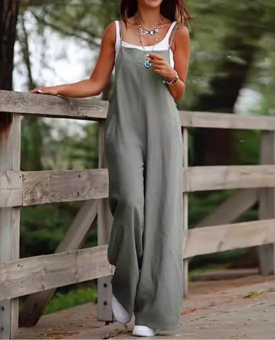 Relaxed Wide-Leg Jumpsuit | Adjustable Straps | Effortless & Breezy
