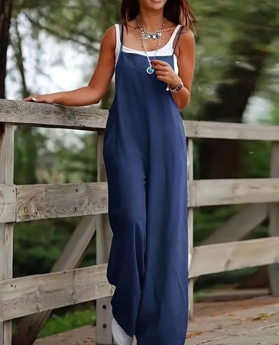 Relaxed Wide-Leg Jumpsuit | Adjustable Straps | Effortless & Breezy