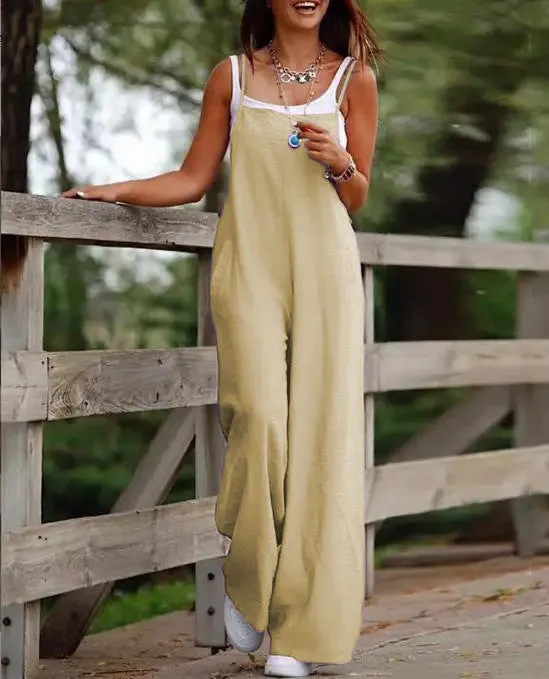 Relaxed Wide-Leg Jumpsuit | Adjustable Straps | Effortless & Breezy