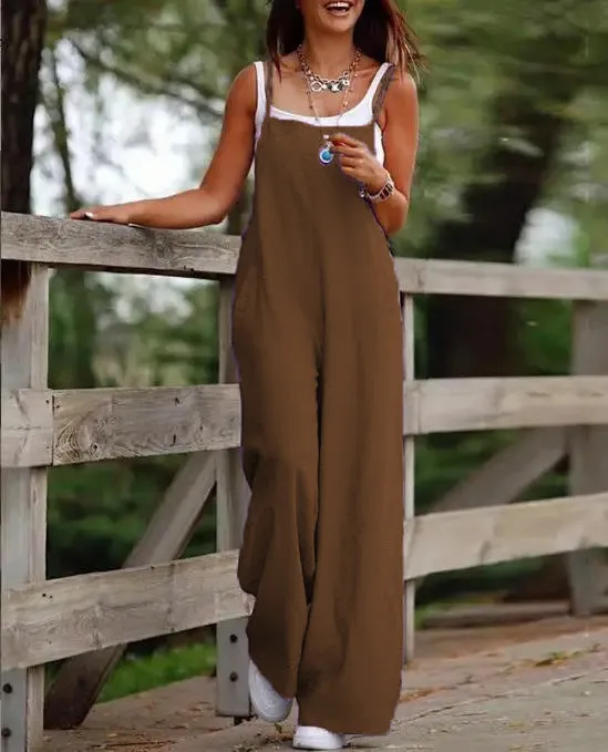 Relaxed Wide-Leg Jumpsuit | Adjustable Straps | Effortless & Breezy