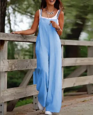 Relaxed Wide-Leg Jumpsuit | Adjustable Straps | Effortless & Breezy