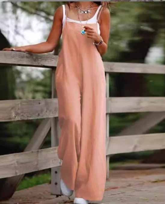 Relaxed Wide-Leg Jumpsuit | Adjustable Straps | Effortless & Breezy