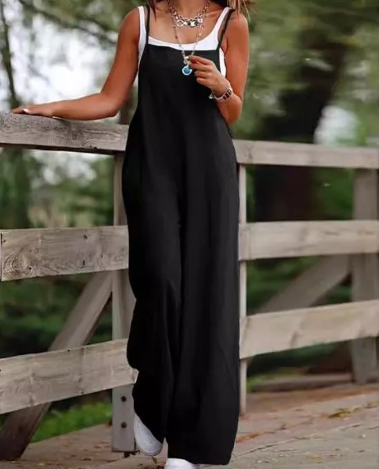Relaxed Wide-Leg Jumpsuit | Adjustable Straps | Effortless & Breezy
