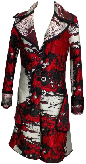 Reversable Jaquard Coat With Braided Trim & Embroidery Buttoms