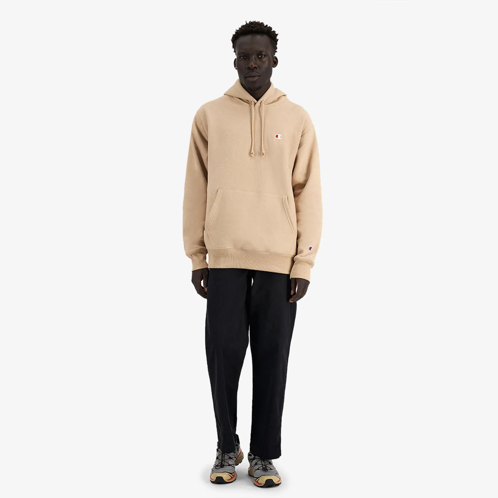 Reverse Weave Small C Hoodie - Beige