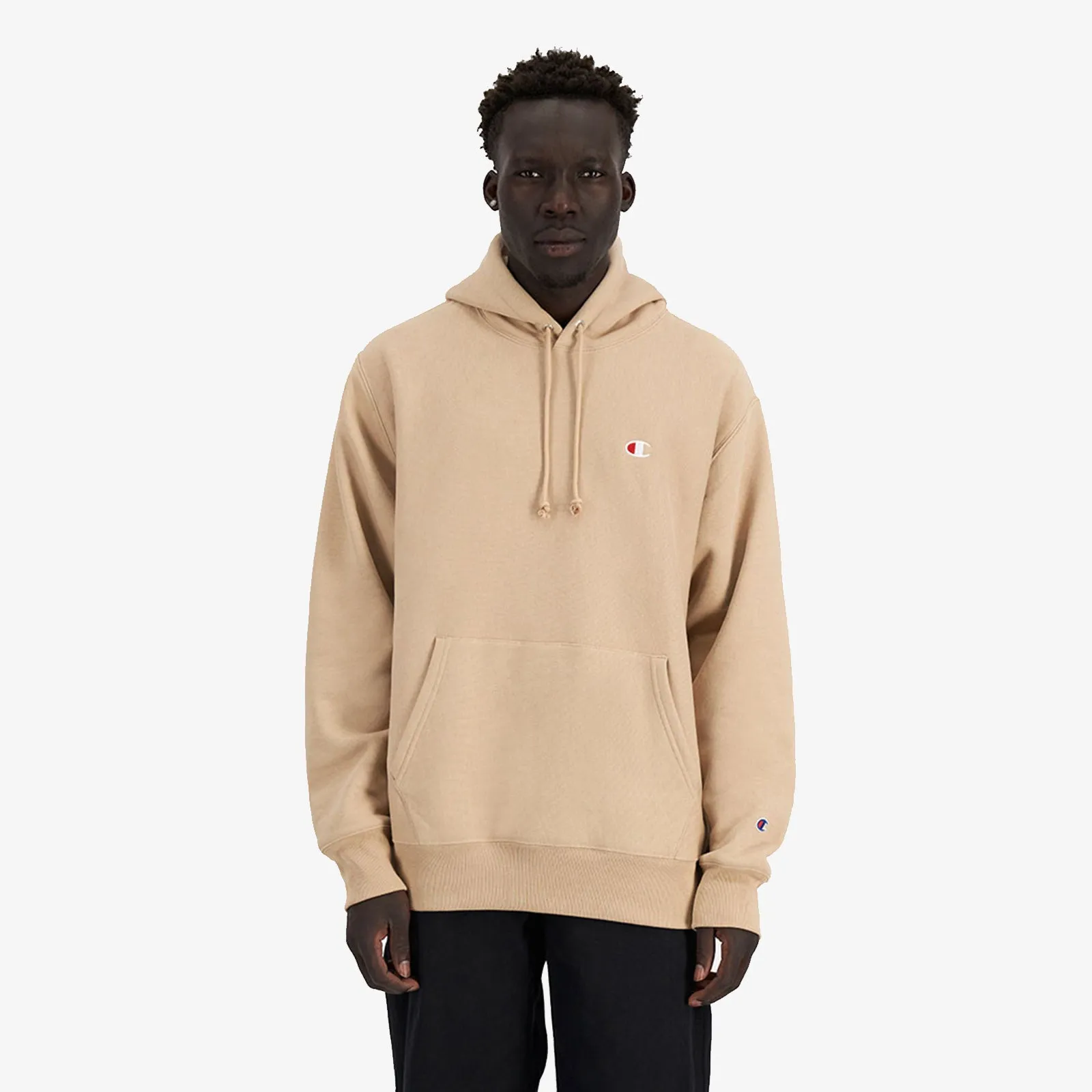 Reverse Weave Small C Hoodie - Beige