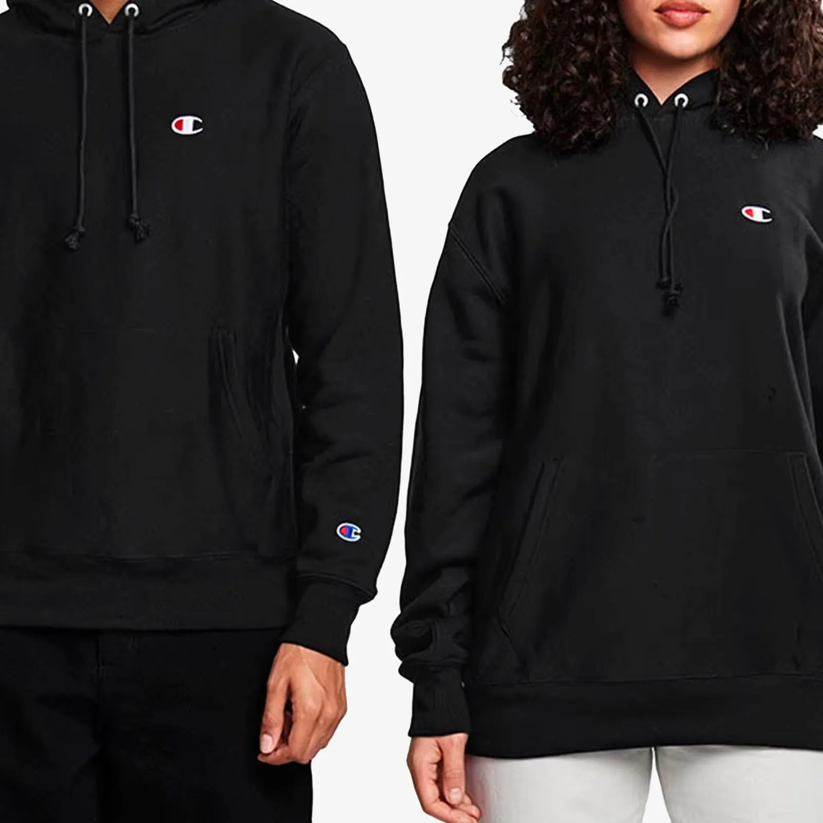 Reverse Weave Small C Hoodie - Black