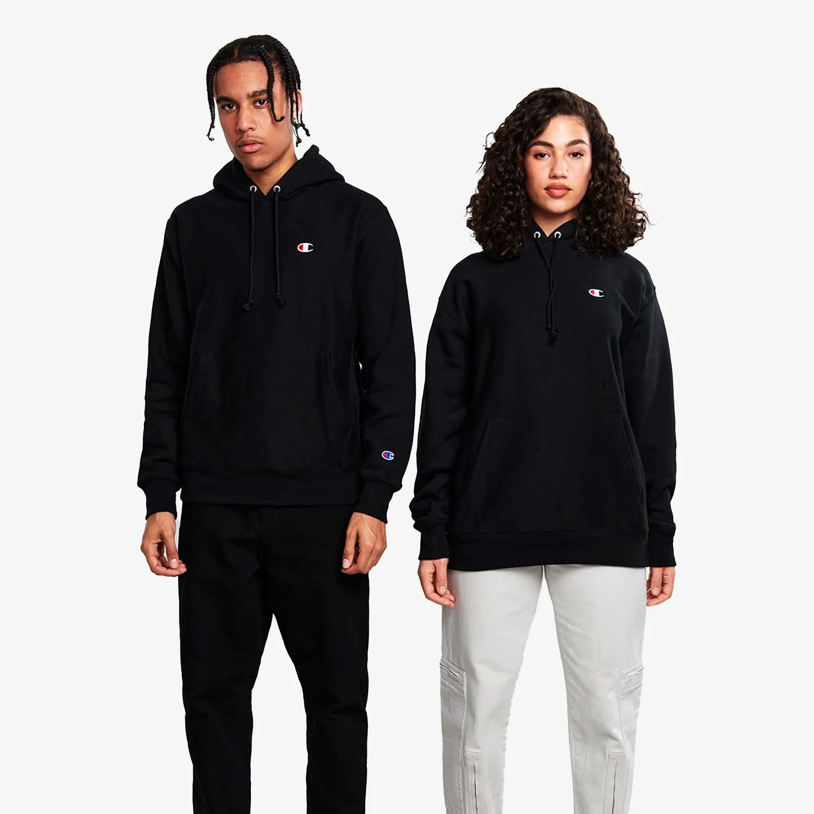 Reverse Weave Small C Hoodie - Black