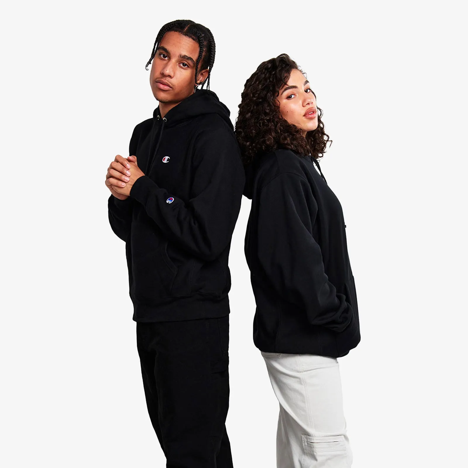 Reverse Weave Small C Hoodie - Black
