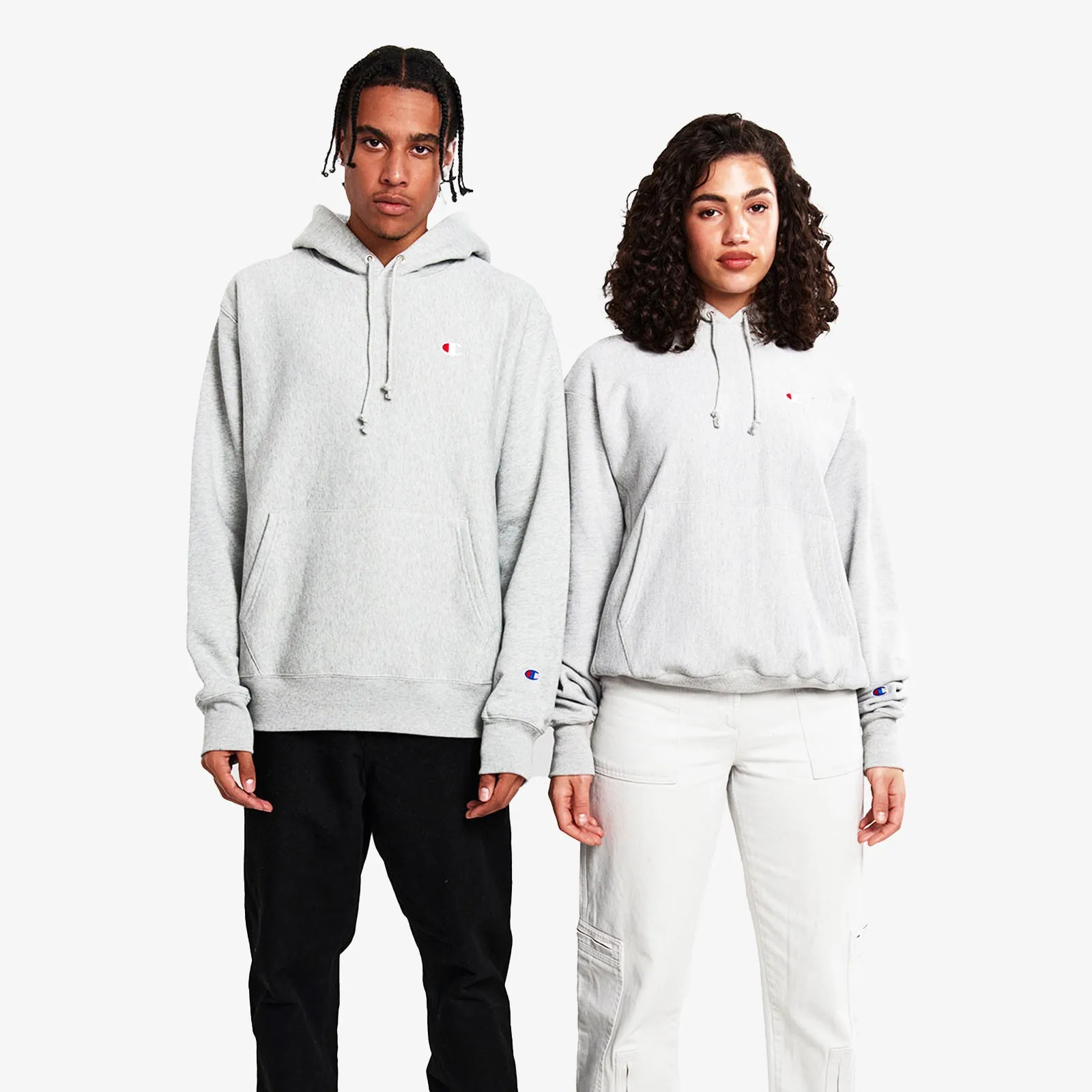 Reverse Weave Small C Hoodie - Silver Grey