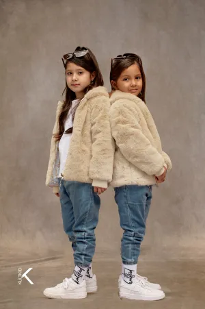 Reversible Faux Fur Coat with Satin Logo Lining