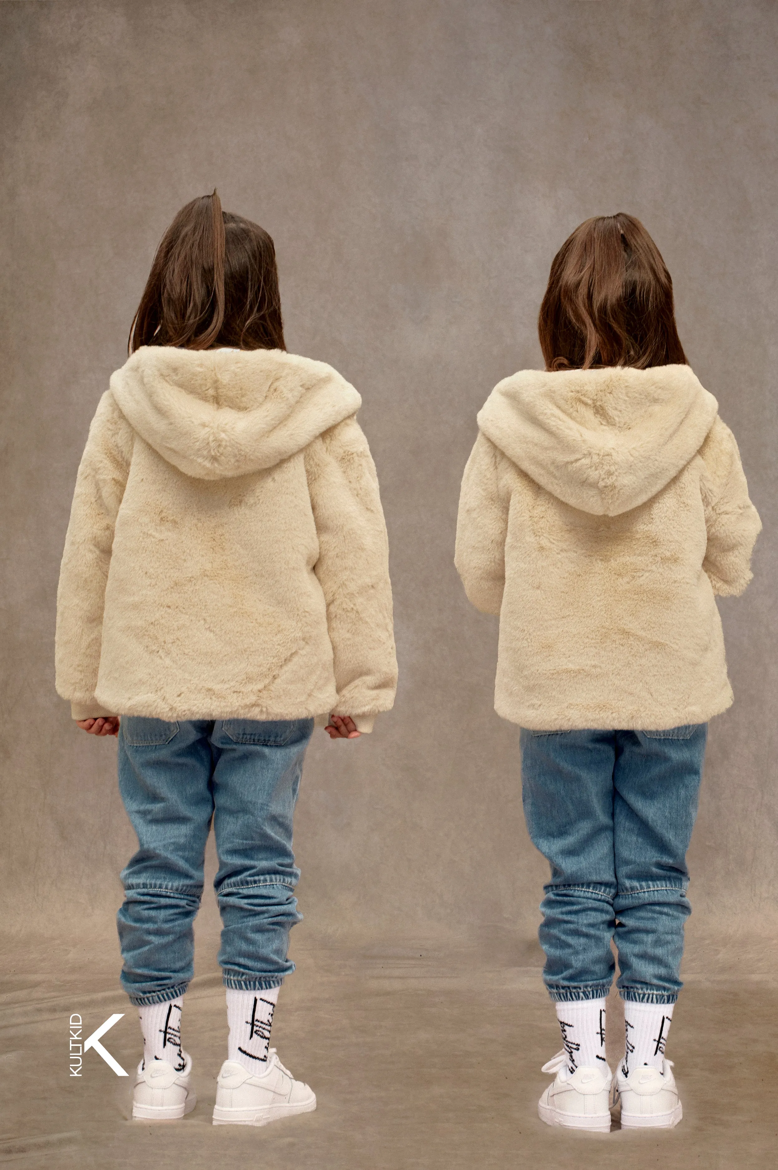 Reversible Faux Fur Coat with Satin Logo Lining
