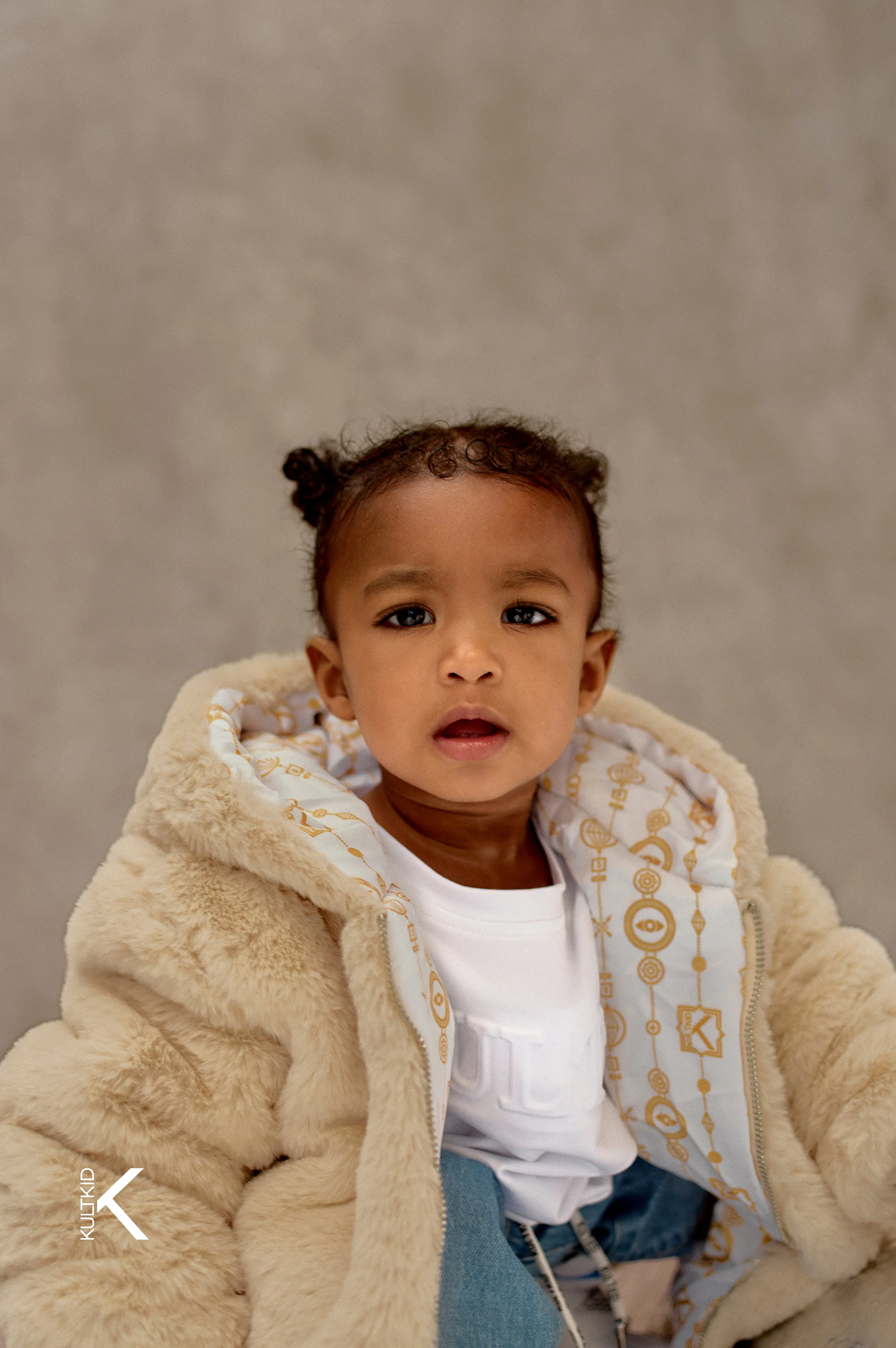 Reversible Faux Fur Coat with Satin Logo Lining