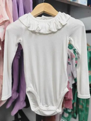 Ribbed Ruffle Collar Bubble Bodysuit