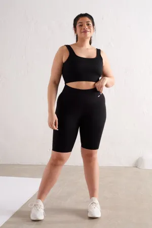 Ribbed Seamless Biker Short - Black