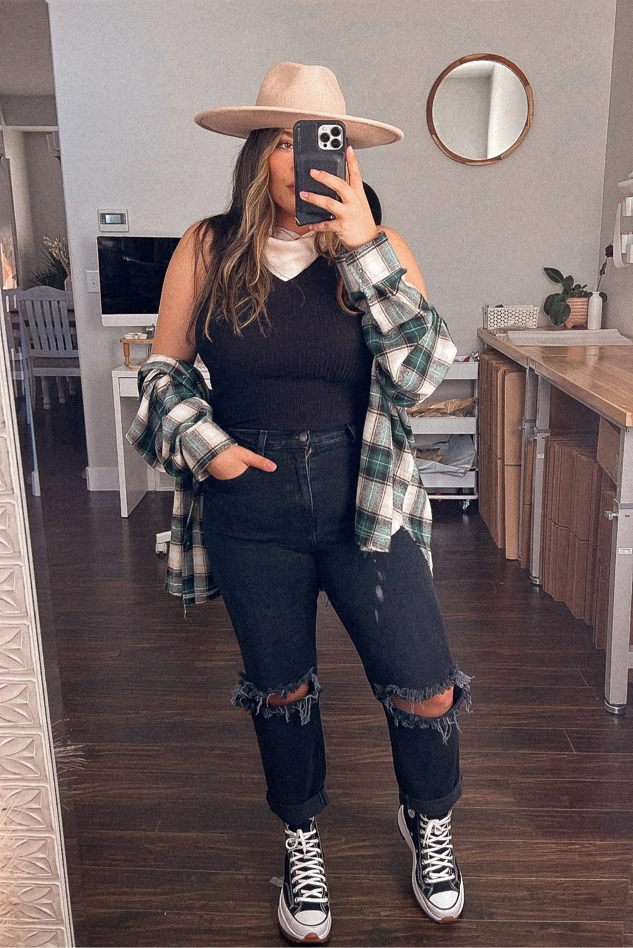 ride or die oversized hooded flannel