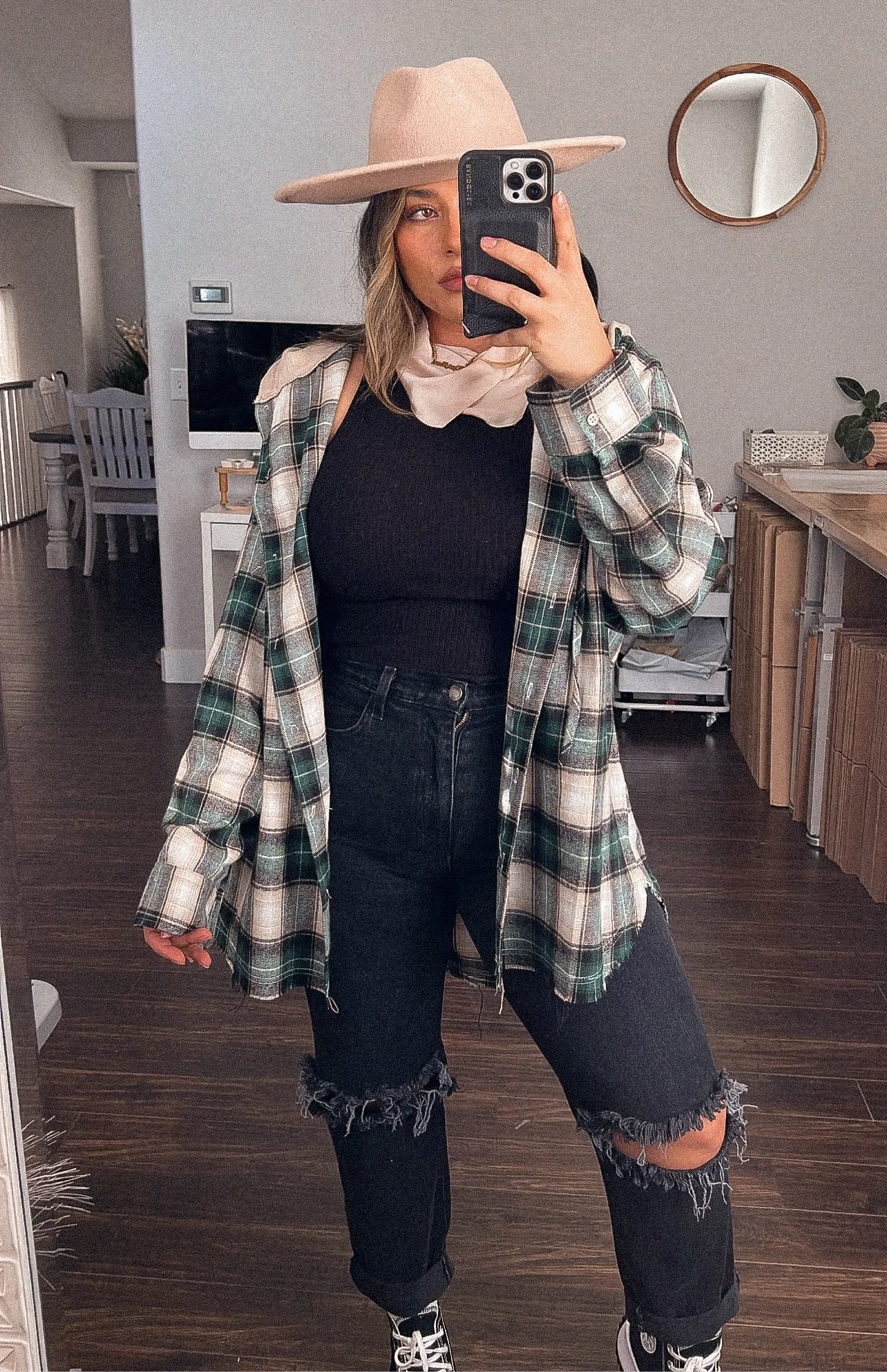 ride or die oversized hooded flannel