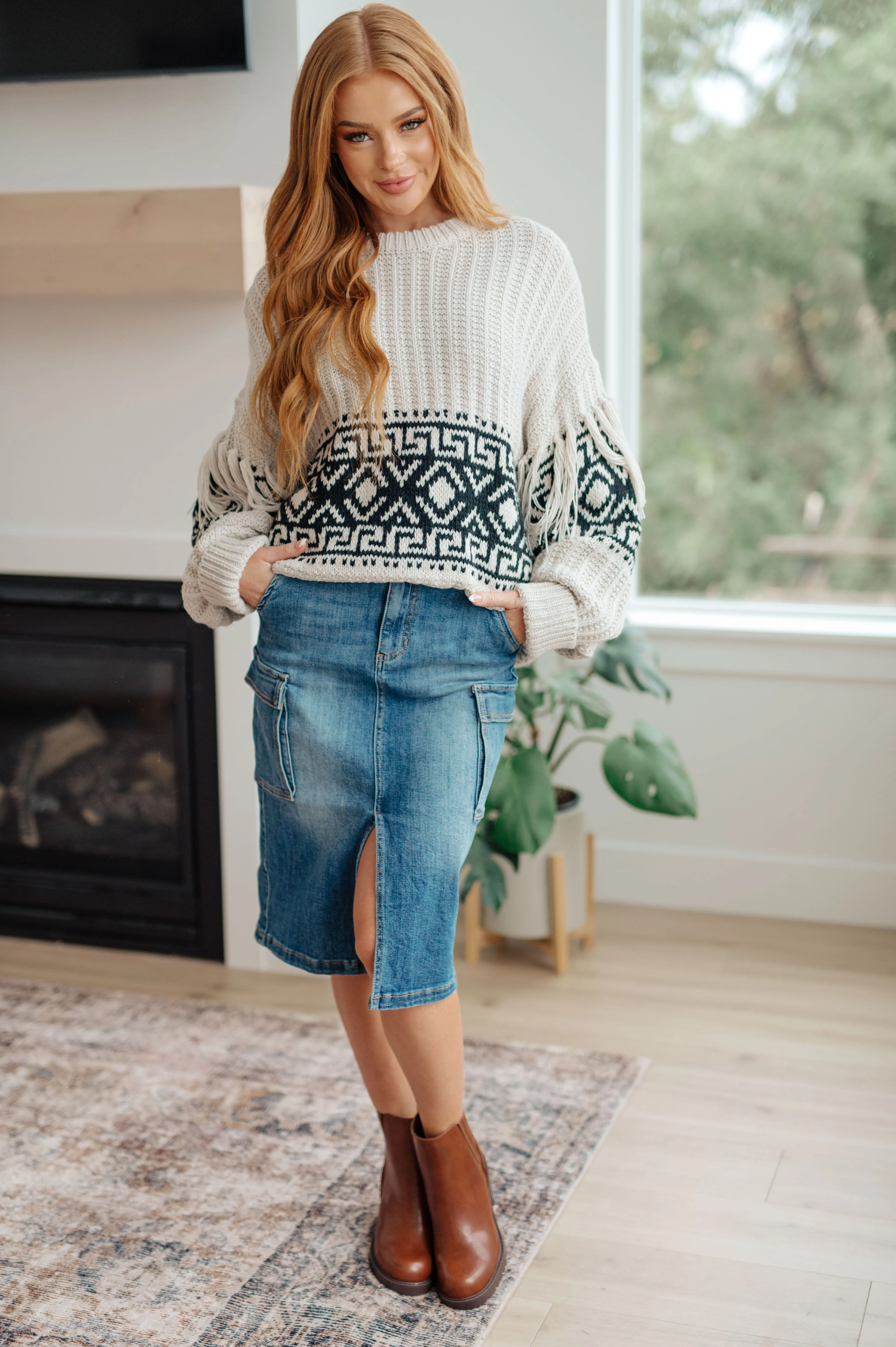 RISEN JEANS Always Be There Cargo Denim Skirt