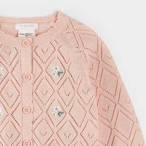Rose Quartz Pointelle Knit Cardigan